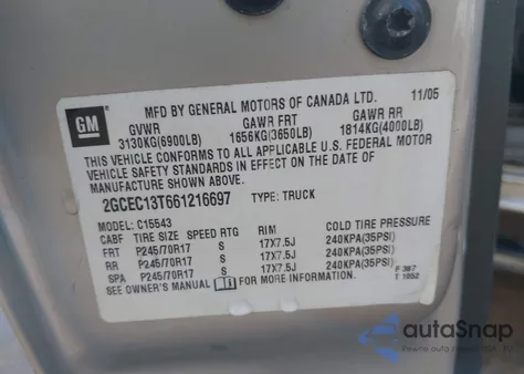 2006 Chevrolet Silverado 1500 Lt2 from USA, damaged, VIN 2GCEC13T661216697